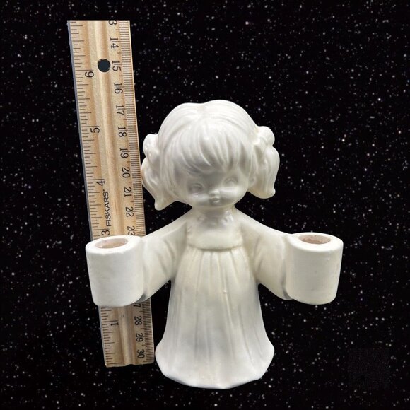 Vintage Made in Japan Girl Candle Holder CandleStick Ceramic 5”T 4.5”T - Picture 8 of 9
